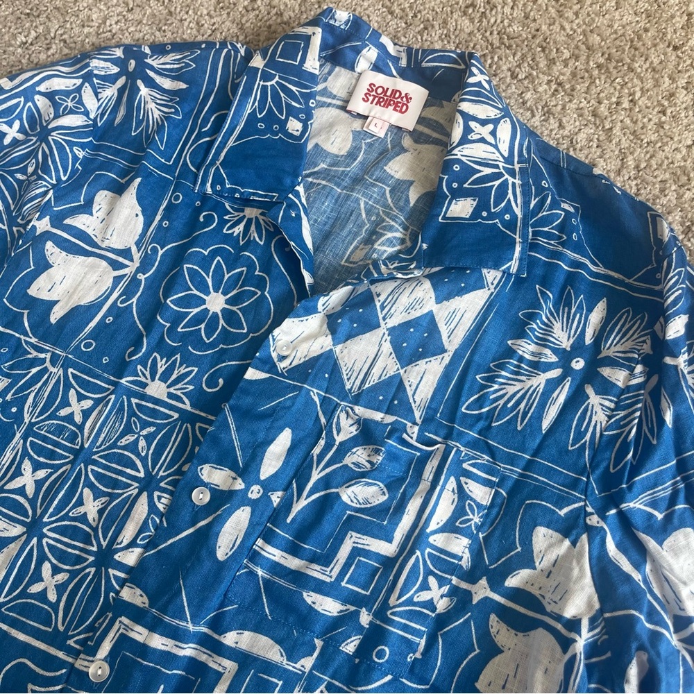 Solid & Striped Geometric Pattern Short Sleeve Li… - image 1